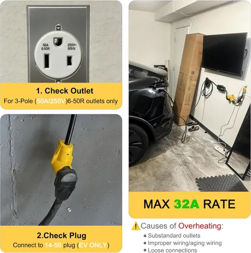 Miniatura 4 de Cable adaptador de cargador NEMA 6-50P a 14-50R EV, STW 6AWG 50 Amp 240V/250 voltios, enchufe de soldador de 3 clavijas a conector de cargador EV