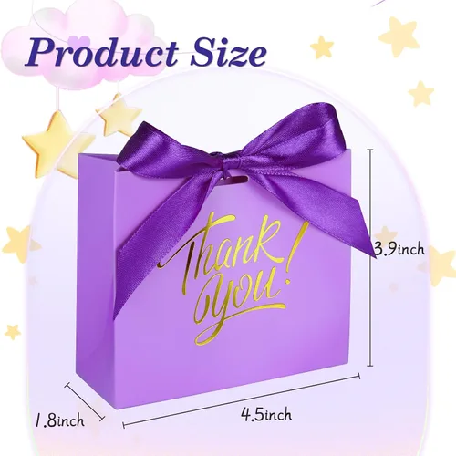 Miniatura 4 de Paquete de 60 pequeñas bolsas de regalo de agradecimiento, 4.5 x 1.8 x 3.9 pulgadas, cajas de regalo de fiesta con cinta de lazo, pequeñas bolsas