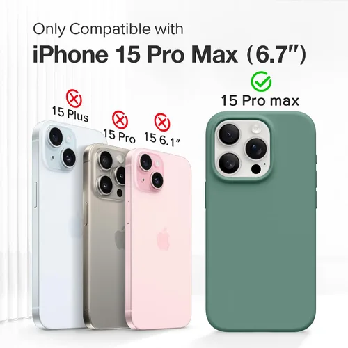 Miniatura 893 de GONEZ Funda de silicona para iPhone 15 Pro Max, compatible con Magsafe, protector de cámara + protector de pantalla, forro de microfibra suave