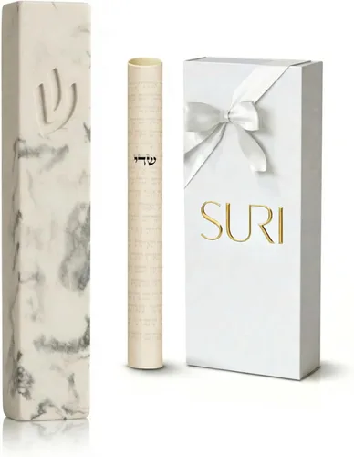 Miniatura 14 de SURI Mezuzah para puerta con pergamino - Funda moderna de mezuzá de 6 pulgadas con desplazamiento no Kosher incluido, se adapta a rollos de hasta 5