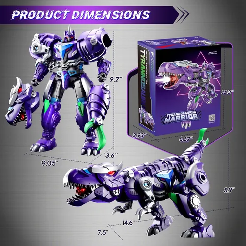 Miniatura 7 de Resosese Figuras de juguetes transformadores, juguetes robot para niños, figura de acción para niños, juguetes de dinosaurio de cumpleaños