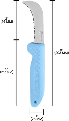 Miniatura 5 de Zenport K104-B Cuchillo utilitario de cosecha, hoja dentada, hoja de acero inoxidable de 3 pulgadas, azul