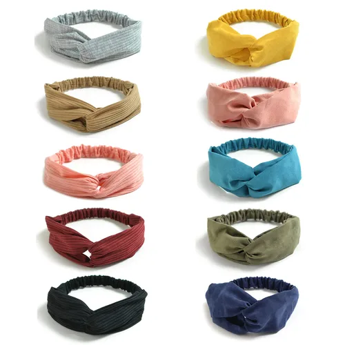 Miniatura 17 de DRESHOW - Paquete de 10 diademas para mujer con diseño entrecruzado vintage, estilo bohemio, trenzadas, elásticas, accesorios para el cabello