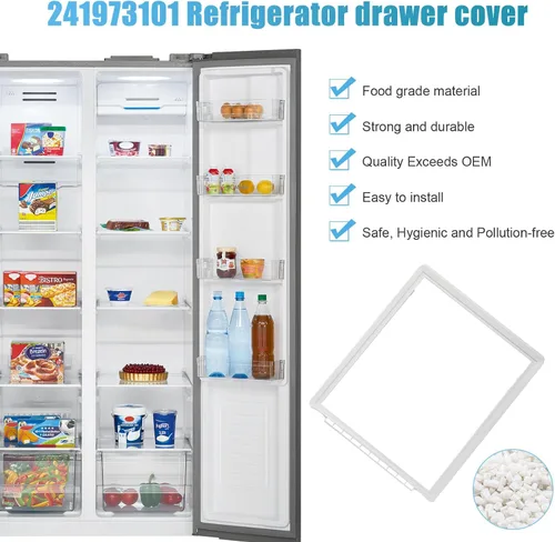 Miniatura 6 de 241973101 - Cubierta de bandeja para verduras compatible con frigidaire frigidaire frigidaire, marco de estante sin refrigerador de vidrio, cubierta