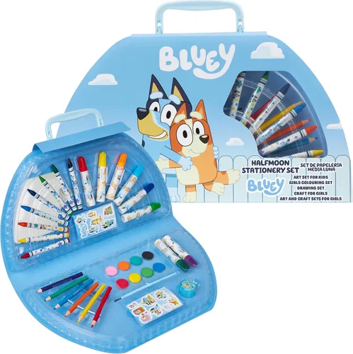 Miniatura 8 de Bluey Lápices de colores suministros de arte para niños y niñas, kit de dibujo, pintura, suministros escolares, kit de arte, estuche de viaje, Azul