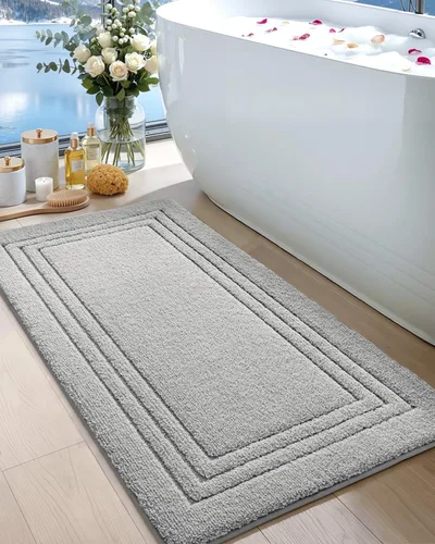 Miniatura 17 de DEXI Alfombra de baño de 24 x 16 pulgadas, ultra suave y absorbente, tapete para baño, tapete de baño antideslizante y lavable para bañera, Gris