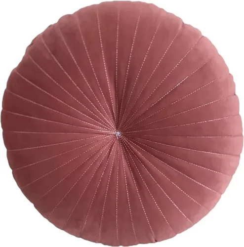 Miniatura 20 de HLOVME Cojín Redondo para Sofá de Terciopelo Cojín Decorativo Pequeño Color Sólido para Sala de Estar Cama Suelo 13.7", Beige