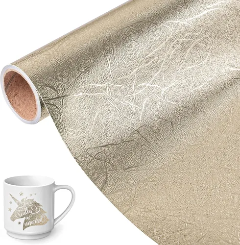 VINYL FROG Rollo de vinilo adhesivo con textura de árbol de 12 pulgadas x 6 pies, vinilo permanente dorado champán, adhesivo de vinilo metálico para