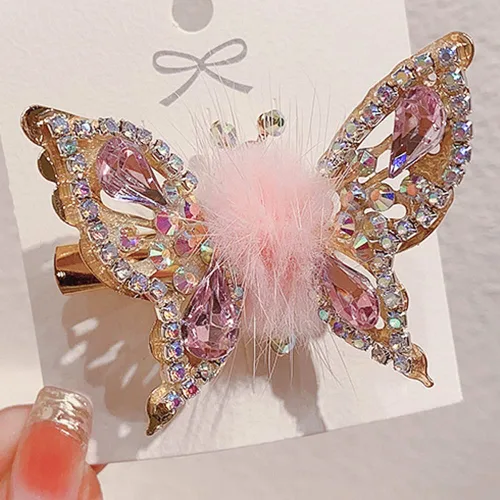 Miniatura 11 de Horquilla de mariposa voladora, pinzas para el cabello con diamantes de imitación de mariposa, elegante clip lateral de metal, pinzas de mariposa