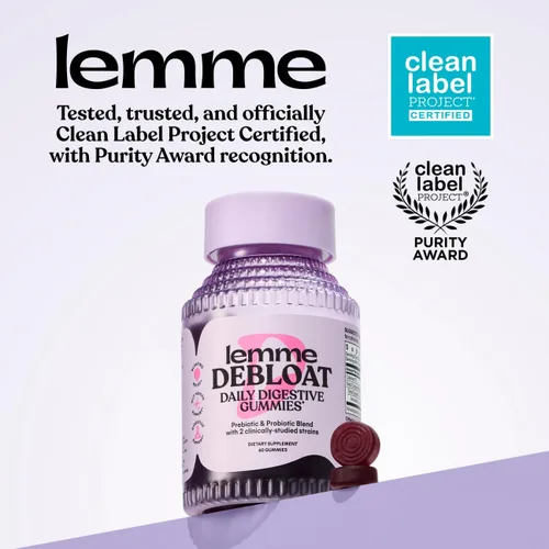 Miniatura 5 de Lemme Debloat - Gomitas de salud digestiva e intestinal con 2 probióticos clínicamente estudiados y prebiótico, vegetarianas, sin gluten, sin OGM