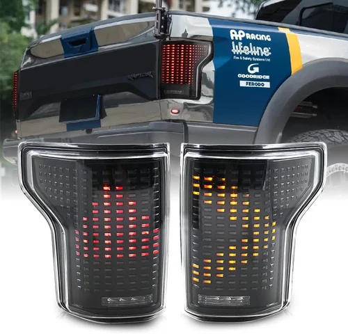 Miniatura 10 de letsdate Luces traseras ahumadas compatibles con camioneta F150 de 13ª generación 2015-2019 halógenas de fábrica solo con animación con luces