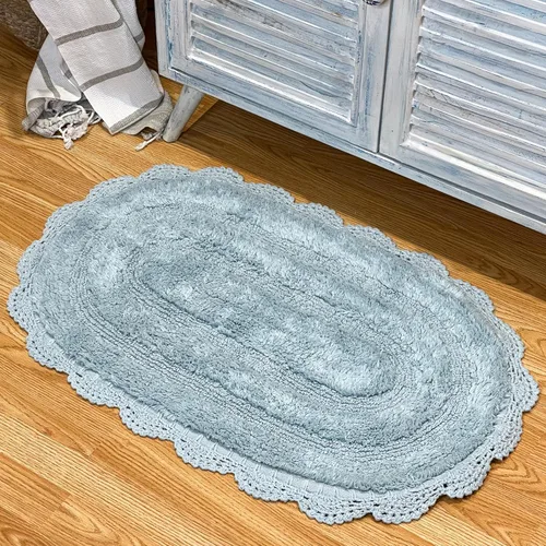 Miniatura 38 de Chardin home Alfombra de baño de ganchillo beige, alfombra de baño ovalada 100% algodón con borde de ganchillo artesanal hecho a mano, alfombra