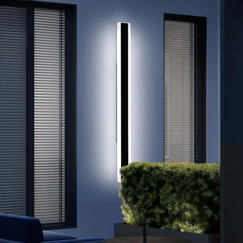Miniatura 44 de Luz de pared exterior moderna de 47 pulgadas, accesorios de iluminación exterior de acrílico negro de 3000K, montaje en pared, luces de porche