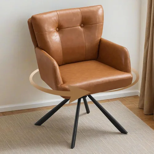 Miniatura 13 de WUTUTUEE Juego de 2 sillas de comedor de tela, modernas, tapizadas, giratorias, cómodas sillas de comedor con respaldo medio, sillón de escritorio