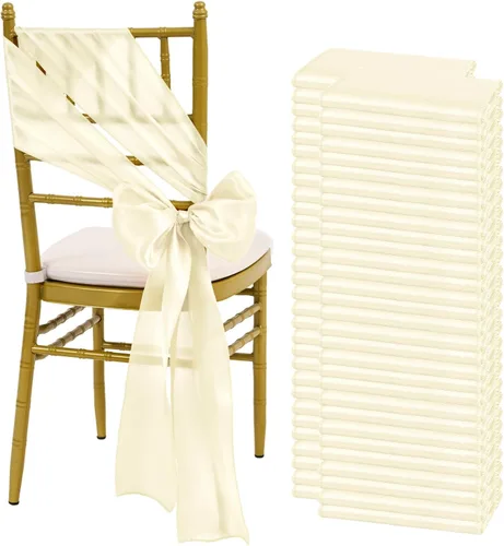 Miniatura 15 de fani 60 cintas de satén negras de 7 x 108 pulgadas para silla, fundas universales para silla, bodas, fiestas de cumpleaños, celebraciones, hoteles