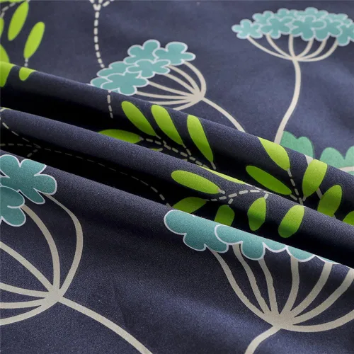 Miniatura 5 de Koudi Juego de funda de edredón floral botánica, tamaño individual, color azul marino, verde, ramas de plantas, reversible, juego de ropa de cama