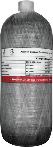 Miniatura 10 de TUXING tanque de buceo de fibra de carbono 4500Psi, 2L/122Cu en, cilindro compuesto 2000CC Blanco