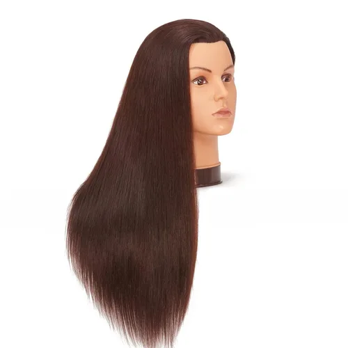 Miniatura 2 de Cabeza de maniquí de 26-28 pulgadas, cabeza de maniquí Yaki de fibra sintética para peluquería y cosmetología, maniquíes, cabeza de práctica