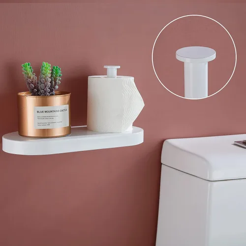 Miniatura 6 de RANDOM Soporte de papel higiénico blanco mate con estante para teléfono, accesorios modernos de baño de acero inoxidable SUS 304, dispensador