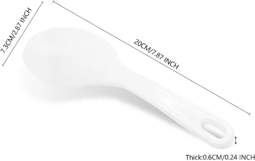 Miniatura 2 de Juego de 2 utensilios de cocina de plástico, cuchara antiadherente para servir y espátula resistente al calor para granos, 7.87 pulgadas (blanco)
