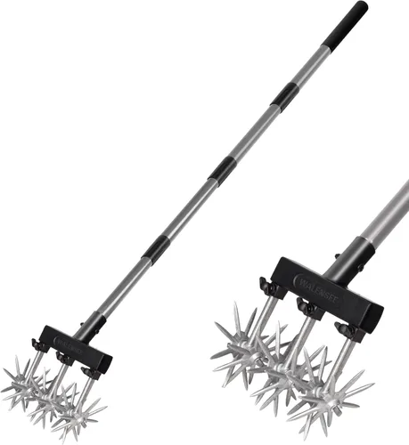 Walensee Herramienta de Jardín Cultivador Rotativo – Cultivador Manual Ajustable para Jardinería y Cuidado del Césped con Cuchillas de Aluminio