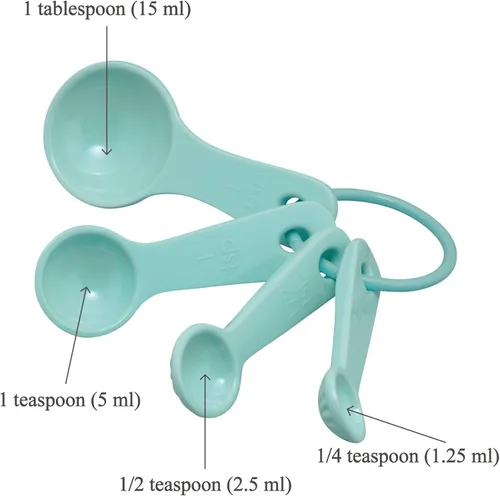 Miniatura 2 de UP ware - Juego de 4 cucharas medidoras de melamina líquida y seca multiusos para el hogar, herramientas esenciales para cocinar y hornear, cucharas