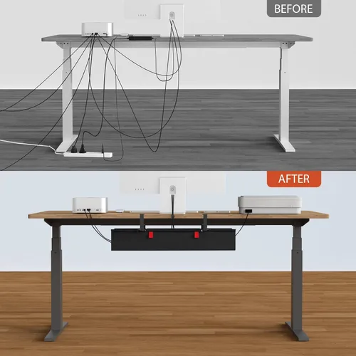 Miniatura 7 de Univivi Bandeja de organización de cables sin taladros debajo del escritorio, organizador de cables de 28 pulgadas para mesa, administración