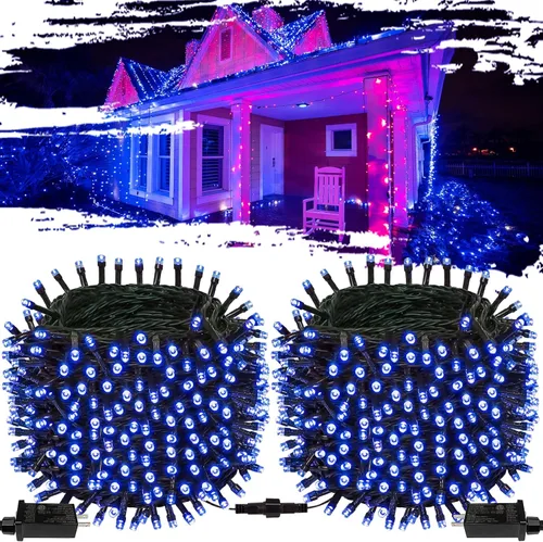 Miniatura 8 de Guirnalda de luces de Navidad, paquete de 2 unidades, se pueden conectar entre si, 164 pies, 400 focos LED rojos, impermeables, para interiores