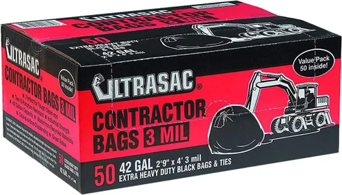 Miniatura 7 de Ultrasac Bolsas para Contratistas de Servicio Pesado (PAQUETE DE 50 UNIDADES DE VALOR/con lazos), 42 galones, 32.75" X 47" - 3 MIL de grosor