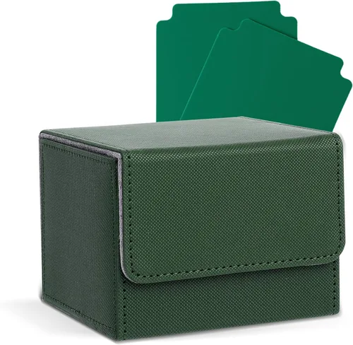 Miniatura 21 de MTG - Caja de cubierta con 2 divisores, caja de gran capacidad para más de 80 tarjetas de doble manga, funda de piel sintética compatible con Magic