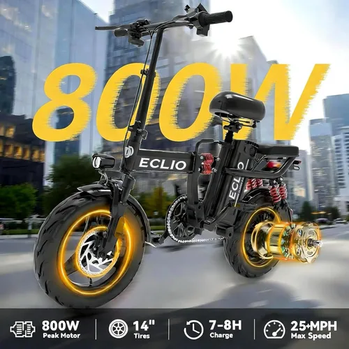 Miniatura 2 de DDC SPORT Folding Electric Bike, Peak 800W Motor 20MPH,48V 14Ah Removable Battery 55Miles Ebike,14'' Lightweight Adults Electric Bicycles for