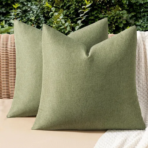 Miniatura 59 de MIULEE Paquete de 2 fundas decorativas para almohadas de exterior, sólidas, impermeables, de lino sintético, estilo granja de jardín, fundas de Óxido