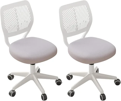Miniatura 16 de JPBSTO Silla de escritorio sin brazos, silla giratoria de oficina ajustable con cojín acolchado de malla suave, silla ergonómica pequeña