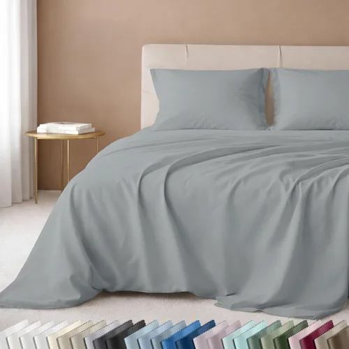 Miniatura 24 de California Design Den Juego de sábanas de lujo tamaño King - 100% algodón, 600 número de hilos, sábanas King de bolsillo profundo, ropa de cama