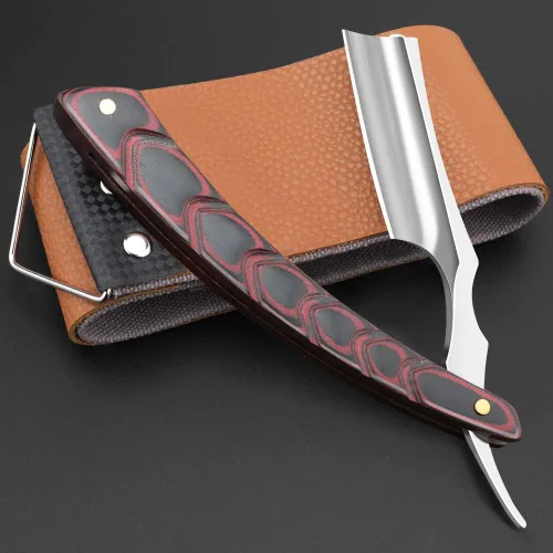 Miniatura 10 de Maquinilla de afeitar de acero inoxidable de alta calidad con correa de afeitar para hombres, maquinilla de afeitar profesional de barbero de borde