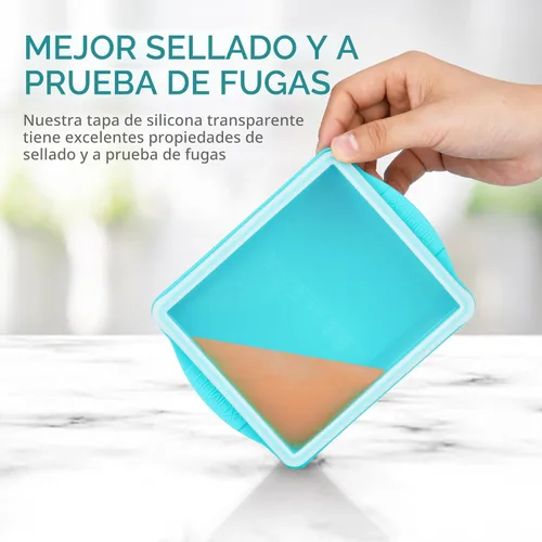 Miniatura 4 de Xomoo Bandejas de silicona para congelador de 2 tazas con tapas, moldes de silicona para congelar sopa - A prueba de fugas, sin BPA, apilables, Azul