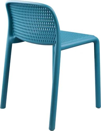 Miniatura 6 de CozyBlock Punch - Silla de comedor apilable perforada para interior y exterior, juego de 4 (azul turquesa)