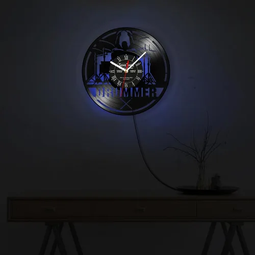 Miniatura 6 de The Geeky Days Reloj de pared con nombre personalizado, 7 colores cambiantes, reloj de pared de vinilo con luz nocturna LED, reloj de pared