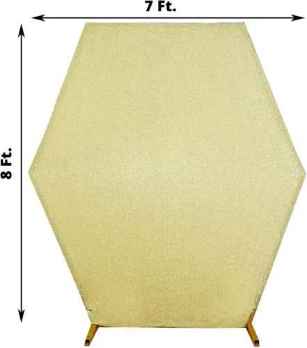 Miniatura 3 de Efavormart - Cubierta de fondo hexagonal de elastano de 2 lados color champán de 8 x 7 pies