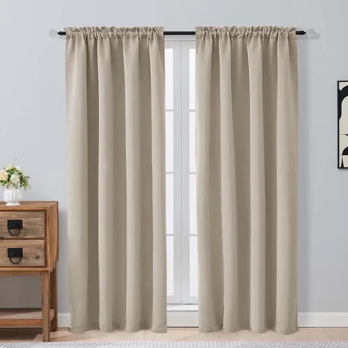 Miniatura 75 de OVZME Cortinas opacas turquesa para tratamiento de ventanas pequeñas, cortinas cortas con bloqueo de luz para ventana de cocina sobre el fregadero
