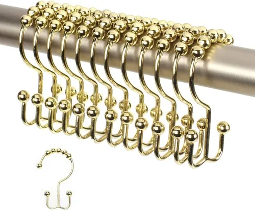 Miniatura 7 de Ganchos para cortina de ducha, anillos Titanker, rodillos de acero inoxidable de doble deslizamiento, ganchos para cortinero de ducha para baño