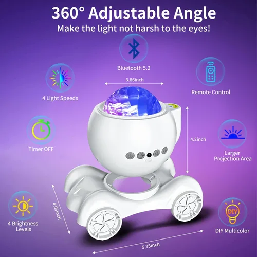 Miniatura 5 de ENOKIK Proyector de Luces del Norte, Proyector de Estrellas Aurora con Altavoz Bluetooth Integrado, Máquina de Ruido Blanco para Niños y Adultos