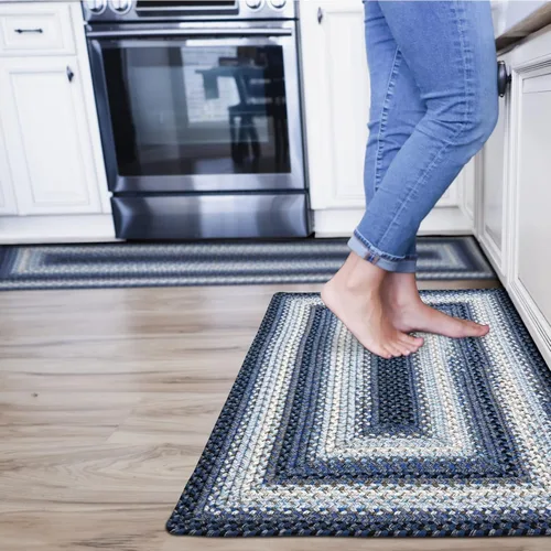 Miniatura 164 de Alfombra ovalada trenzada gris humo de 20 x 30 pulgadas, lavable para interiores y exteriores, decoración campestre para cocinas y entradas
