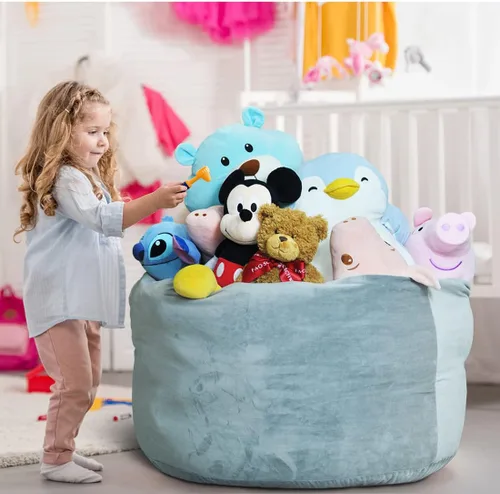 Miniatura 2 de Funda para silla puf, almacenamiento de animales de peluche, organizador de juguetes de felpa, funda para sillas de puf para niños, adolescentes