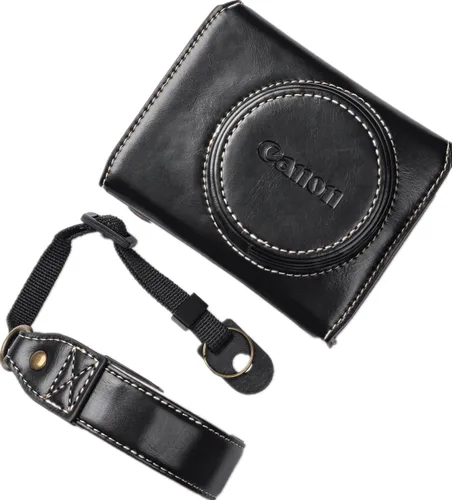 Miniatura 8 de Funda de piel sintética premium para cámara de cuerpo completo para Canon PowerShot G7 X Mark II/Mark III G7X2 G7X3 con correa para el cuello (negro)