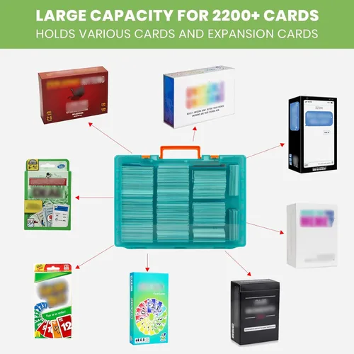 Miniatura 2 de ALKOO 2200+ Caja grande de almacenamiento para cartas de intercambio para niños contra la madurez, organizador de barajas C.A.H MTG para cartas