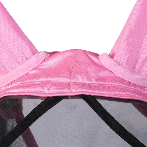 Miniatura 5 de Harrison Howard CareMaster Pro - Máscara luminosa para mosca de caballo, gran espacio para los ojos, nariz larga con orejas, protección UV para Rosa