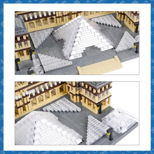 Miniatura 5 de Juego de bloques de construcción micro de Louvre de arquitectura, 3377 piezas de fama mundial modelo arquitectónico, juguetes educativos ladrillos