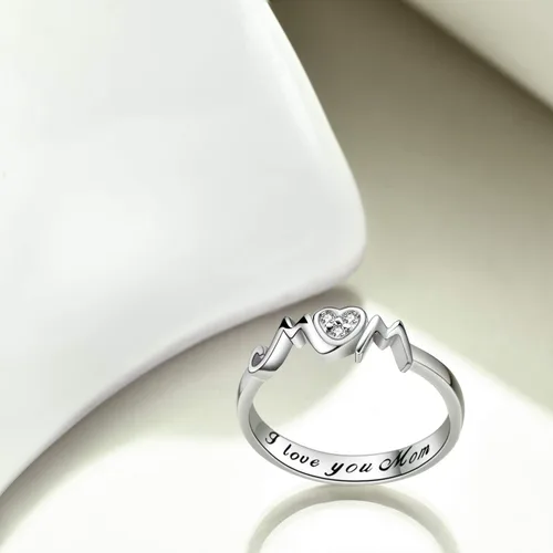 Miniatura 2 de YFN - Anillos de plata de ley 925 para mamá y madre