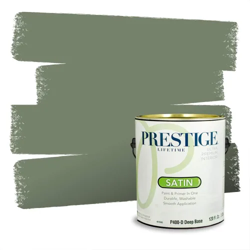 Miniatura 31 de Prestige Paints - Pintura exterior e imprimación en uno, 1 galón, plano, compatibilidad comparable con el color menta «Whipped Mint» de Behr